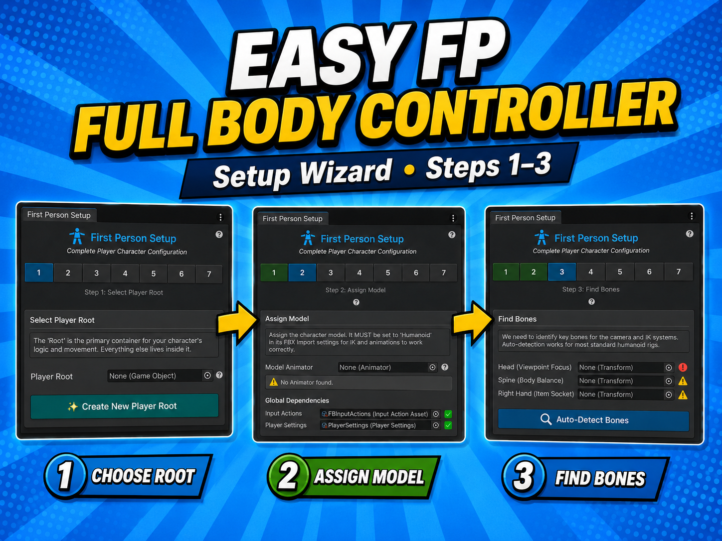 Easy FP Full Body Controller integrations in Unity