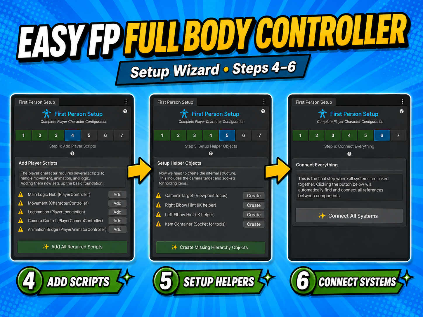 Easy FP Full Body Controller setup wizard in Unity